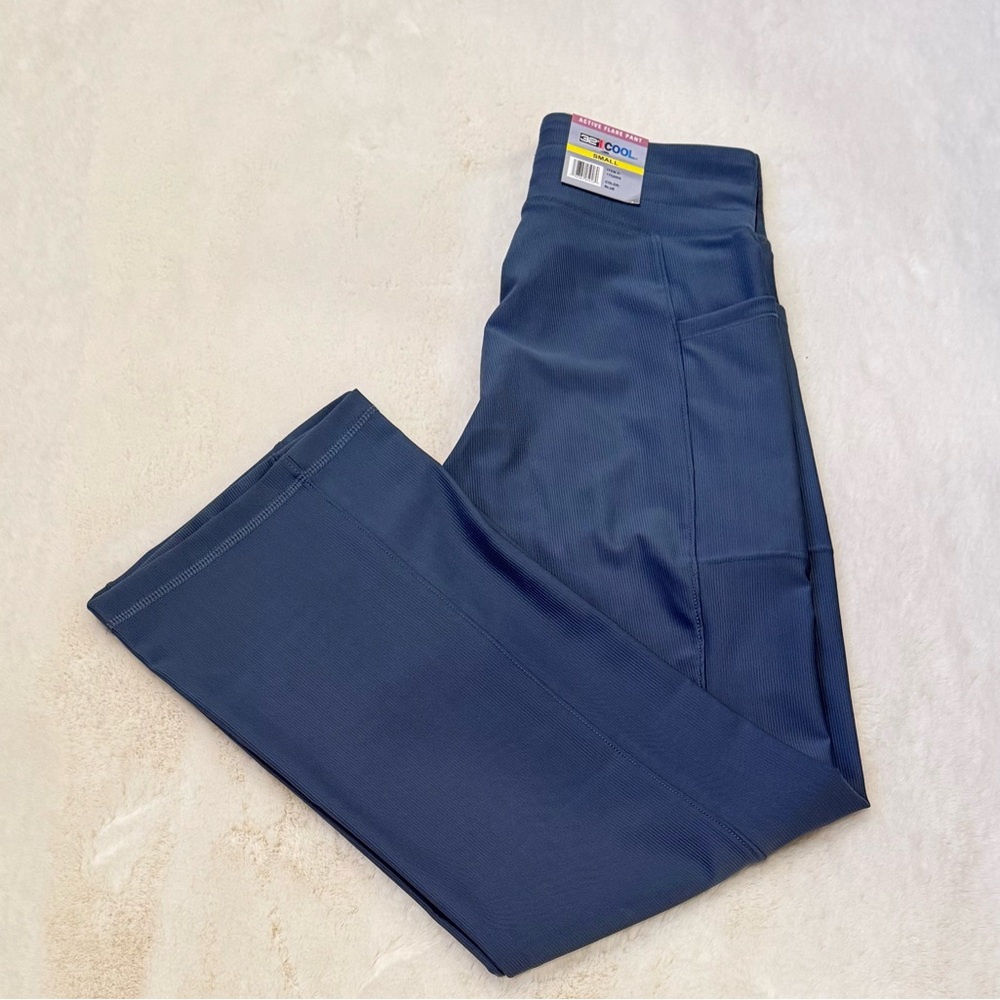 NEW 32 Degrees Cool Women's Active Flare Pants Blue Ribbed Side Pocket - Picture 10 of 15